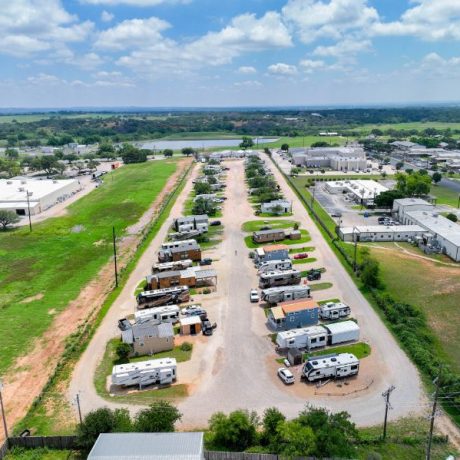 Straight, wide pull-through lanes at Hill Country RV Park